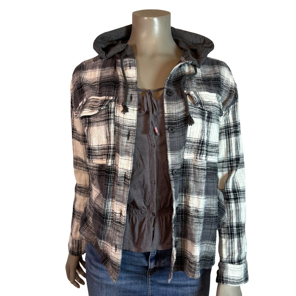 Women's‎ XS Hooded Flannel Shirt Plaid Button Up Bella Swan Twilight Core